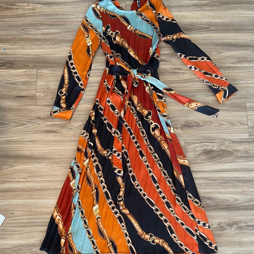Zara Multicolor Chain Print Maxi Dress